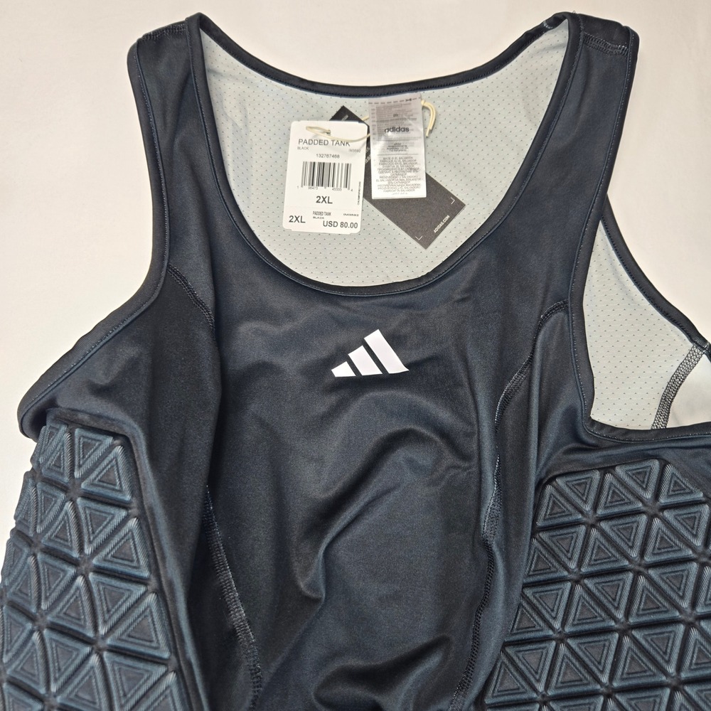 Adidas Padded Tank Mens 2XL Black Impact Protection Compression Shirt IM3592 NWT